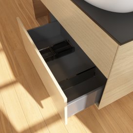 Тумба под раковину Villeroy & Boch Finion 120х50,1 см с подсветкой МДФ шпон дуба/стекло черное матовое G922GNPC