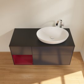 Тумба під раковину Villeroy & Boch Finion 120х50,1 см із підсвічуванням МДФ темно-синій матовий лак/скло чорне матове G922HBHG