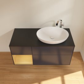 Тумба під раковину Villeroy & Boch Finion 120х50,1 см із підсвічуванням МДФ темно-синій матовий лак/скло чорне матове G922HFHG