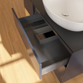 Тумба під раковину Villeroy & Boch Finion 120х50,1 см із підсвічуванням МДФ темно-синій матовий лак/скло чорне матове G922HFHG