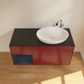 Тумба під раковину Villeroy & Boch Finion 120х50,1 см з підсвічуванням МДФ півонія матовий лак/скло чорне матове G922HGHB