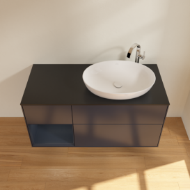 Тумба під раковину Villeroy & Boch Finion 120х50,1 см із підсвічуванням МДФ темно-синій матовий лак/скло чорне матове G922HGHG