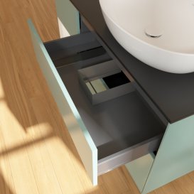 Тумба под раковину Villeroy & Boch Finion 120х50,1 см с подсветкой МДФ оливковый матовый лак/стекло черное матовое G922MTGM