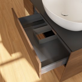 Тумба под раковину Villeroy & Boch Finion 120х50,1 см с подсветкой МДФ шпон грецкого ореха/стекло черное матовое G922PCGN