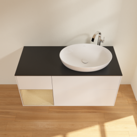 Тумба під раковину Villeroy & Boch Finion 120х50,1 см із підсвічуванням МДФ білий матовий лак/скло чорне матове G922PCMT