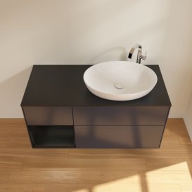 Тумба под раковину Villeroy & Boch Finion 120х50,1 см с подсветкой МДФ темно-синий матовый лак/стекло черное матовое G922PDHG