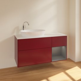 Тумба під раковину Villeroy & Boch Finion 120х50,1 см з підсвічуванням МДФ півонія матовий лак/скло біле матове F931GKHB