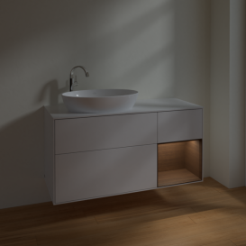 Тумба под раковину Villeroy & Boch Finion 120х50,1 см с подсветкой МДФ глянцевый белый лак/стекло белое матовое F931GNGF