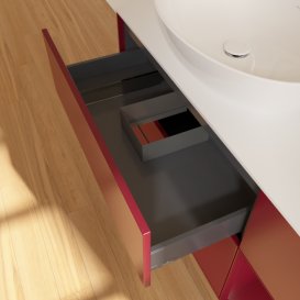 Тумба під раковину Villeroy & Boch Finion 120х50,1 см з підсвічуванням МДФ півонія матовий лак/скло біле матове F931HBHB