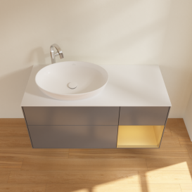 Тумба под раковину Villeroy & Boch Finion 120х50,1 см с подсветкой МДФ антрацит матовый лак/стекло белое матовое F931HFGK