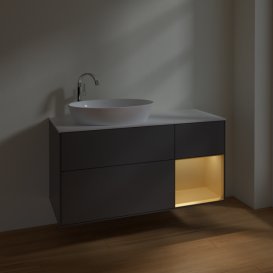 Тумба под раковину Villeroy & Boch Finion 120х50,1 см с подсветкой МДФ антрацит матовый лак/стекло белое матовое F931HFGK
