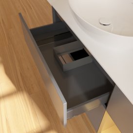 Тумба под раковину Villeroy & Boch Finion 120х50,1 см с подсветкой МДФ антрацит матовый лак/стекло белое матовое F931HFGK