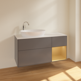 Тумба под раковину Villeroy & Boch Finion 120х50,1 см с подсветкой МДФ антрацит матовый лак/стекло белое матовое F931HFGK