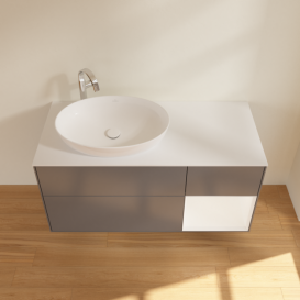 Тумба під раковину Villeroy & Boch Finion 120х50,1 см з підсвічуванням антрацит матовий лак/скло біле матове F931MTGK