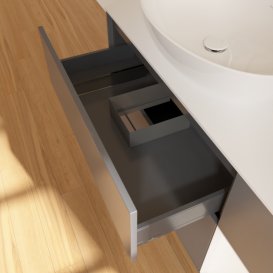 Тумба під раковину Villeroy & Boch Finion 120х50,1 см з підсвічуванням антрацит матовий лак/скло біле матове F931MTGK