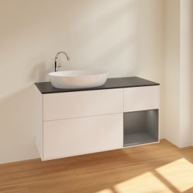 Тумба под раковину Villeroy & Boch Finion 120х50,1 см с подсветкой МДФ белый матовый лак/стекло черное матовое F932GKMT