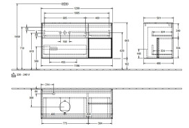 Тумба під раковину Villeroy & Boch Finion 120х50,1 см з підсвічуванням МДФ чорний матовий лак/скло чорне матове F932GNPD