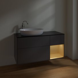Тумба под раковину Villeroy & Boch Finion 120х50,1 см с подсветкой МДФ антрацит матовый лак/стекло черное матовое F932HFGK