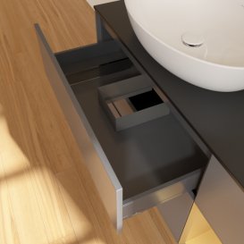 Тумба под раковину Villeroy & Boch Finion 120х50,1 см с подсветкой МДФ антрацит матовый лак/стекло черное матовое F932HFGK