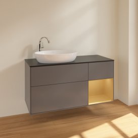 Тумба под раковину Villeroy & Boch Finion 120х50,1 см с подсветкой МДФ антрацит матовый лак/стекло черное матовое F932HFGK