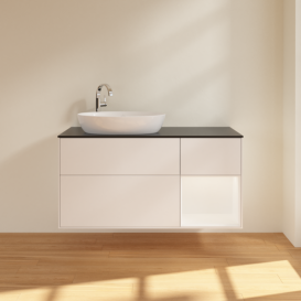 Тумба під раковину Villeroy & Boch Finion 120х50,1 см із підсвічуванням МДФ білий матовий лак/скло чорне матове F932MTMT