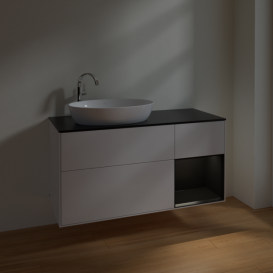 Тумба под раковину Villeroy & Boch Finion 120х50,1 см с подсветкой МДФ глянцевый белый лак/стекло черное матовое F932PDGF