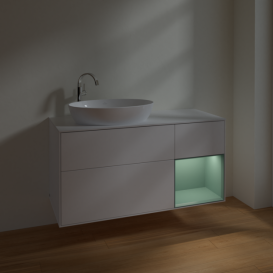 Тумба под раковину Villeroy & Boch Finion 120х50,1 см с подсветкой МДФ белый матовый лак/стекло белое матовое F931GMMT
