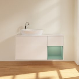 Тумба под раковину Villeroy & Boch Finion 120х50,1 см с подсветкой МДФ белый матовый лак/стекло белое матовое F931GMMT