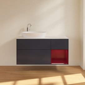 Тумба під раковину Villeroy & Boch Finion 120х50,1 см із підсвічуванням МДФ темно-синій матовий лак/скло біле матове F931HBHG