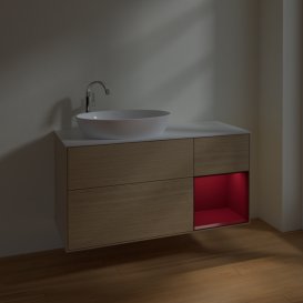 Тумба под раковину Villeroy & Boch Finion 120х50,1 см с подсветкой МДФ шпон дуба/стекло белое матовое F931HBPC