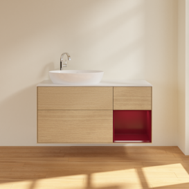 Тумба под раковину Villeroy & Boch Finion 120х50,1 см с подсветкой МДФ шпон дуба/стекло белое матовое F931HBPC