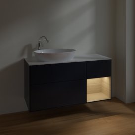 Тумба под раковину Villeroy & Boch Finion 120х50,1 см с подсветкой МДФ темно-синий матовый лак/стекло белое матовое F931PCHG