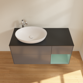 Тумба под раковину Villeroy & Boch Finion 120х50,1 см с подсветкой МДФ антрацит матовый лак/стекло черное матовое F932GMGK