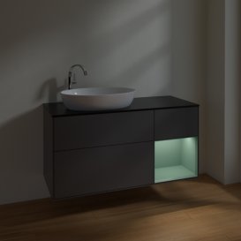 Тумба под раковину Villeroy & Boch Finion 120х50,1 см с подсветкой МДФ антрацит матовый лак/стекло черное матовое F932GMGK