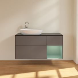 Тумба под раковину Villeroy & Boch Finion 120х50,1 см с подсветкой МДФ антрацит матовый лак/стекло черное матовое F932GMGK