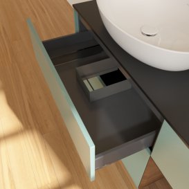 Тумба під раковину Villeroy & Boch Finion 120х50,1 см із підсвічуванням МДФ оливковий матовий лак/скло чорне матове F932GNGM