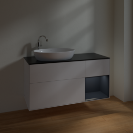 Тумба під раковину Villeroy & Boch Finion 120х50,1 см із підсвічуванням МДФ білий матовий лак/скло чорне матове F932HGMT