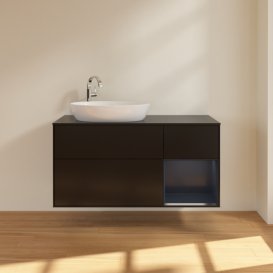 Тумба под раковину Villeroy & Boch Finion 120х50,1 см с подсветкой МДФ черный матовый лак/стекло черное матовое F932HGPD