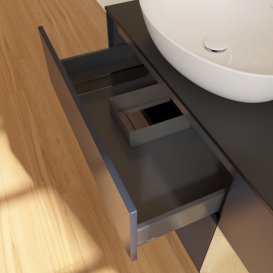 Тумба под раковину Villeroy & Boch Finion 120х50,1 см с подсветкой МДФ темно-синий матовый лак/стекло черное матовое F932PCHG