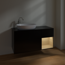 Тумба под раковину Villeroy & Boch Finion 120х50,1 см с подсветкой МДФ черный матовый лак/стекло черное матовое F932PCPD