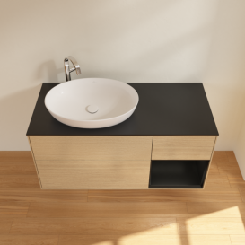 Тумба под раковину Villeroy & Boch Finion 120х50,1 см с подсветкой МДФ шпон дуба/стекло черное матовое F932PDPC