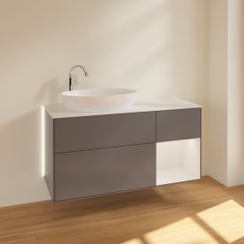 Тумба под раковину Villeroy & Boch Finion 120х50,1 см с подсветкой МДФ антрацит матовый лак/стекло белое матовое G931GFGK