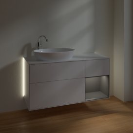 Тумба под раковину Villeroy & Boch Finion 120х50,1 см с подсветкой МДФ глянцевый белый лак/стекло белое матовое G931GKGF