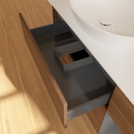 Тумба під раковину Villeroy & Boch Finion 120х50,1 см із підсвічуванням МДФ шпон волоського горіха/скло біле матове G931GKGN