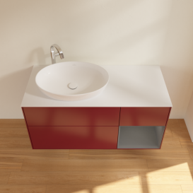 Тумба під раковину Villeroy & Boch Finion 120х50,1 см з підсвічуванням МДФ півонія матовий лак/скло біле матове G931GKHB