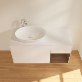 Тумба під раковину Villeroy & Boch Finion 120х50,1 см із підсвічуванням МДФ білий матовий лак/скло біле матове G931GNMT