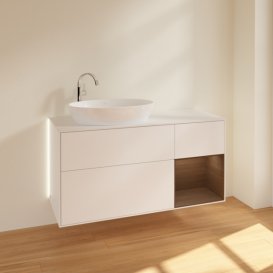 Тумба під раковину Villeroy & Boch Finion 120х50,1 см із підсвічуванням МДФ білий матовий лак/скло біле матове G931GNMT