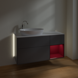 Тумба под раковину Villeroy & Boch Finion 120х50,1 см с подсветкой МДФ антрацит матовый лак/стекло белое матовое G931HBGK