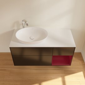 Тумба под раковину Villeroy & Boch Finion 120х50,1 см с подсветкой МДФ черный матовый лак/стекло белое матовое G931HBPD