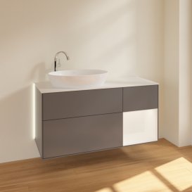 Тумба под раковину Villeroy & Boch Finion 120х50,1 см с подсветкой МДФ антрацит матовый лак/стекло белое матовое G931MTGK